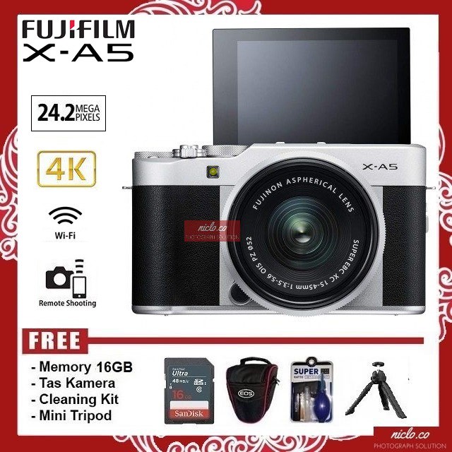 [NEW] Kamera Mirrorless Fujifilm X-A5 XA5 Lensa Kit 15-45mm GARANSI  TAHUN FREE ACCESORIES