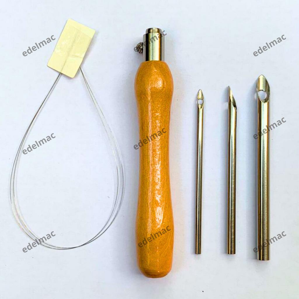 Adjustable Punch Needle Embroidery Tool Kit | Wooden & Metal Handle Needles, Large Eye Needles, Threaders, Scissors & Bag