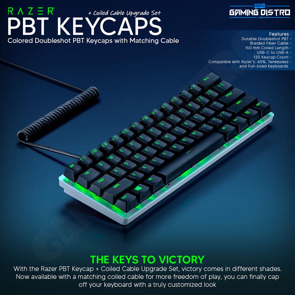 Jual Keycaps Razer Pbt And Coiled Cable Upgrade Set Classic Black Shopee Indonesia 2169