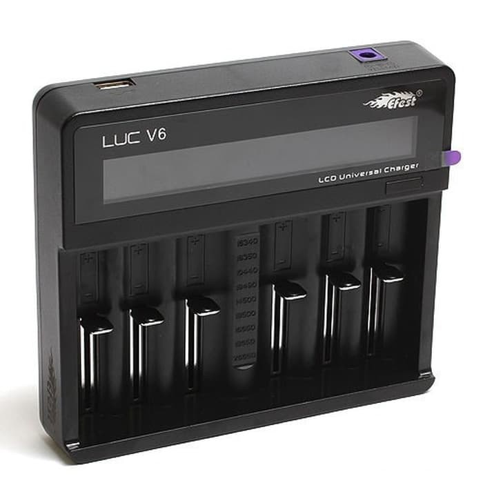 Jual Efest LUC V6 Original 6 Slot Battery Charger LCD (18650 dll ...