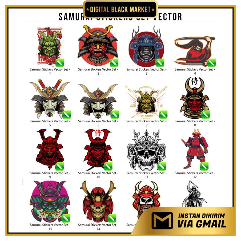 Jual ID29704 - Samurai Stickers Set Vector CorelDraw | Shopee Indonesia