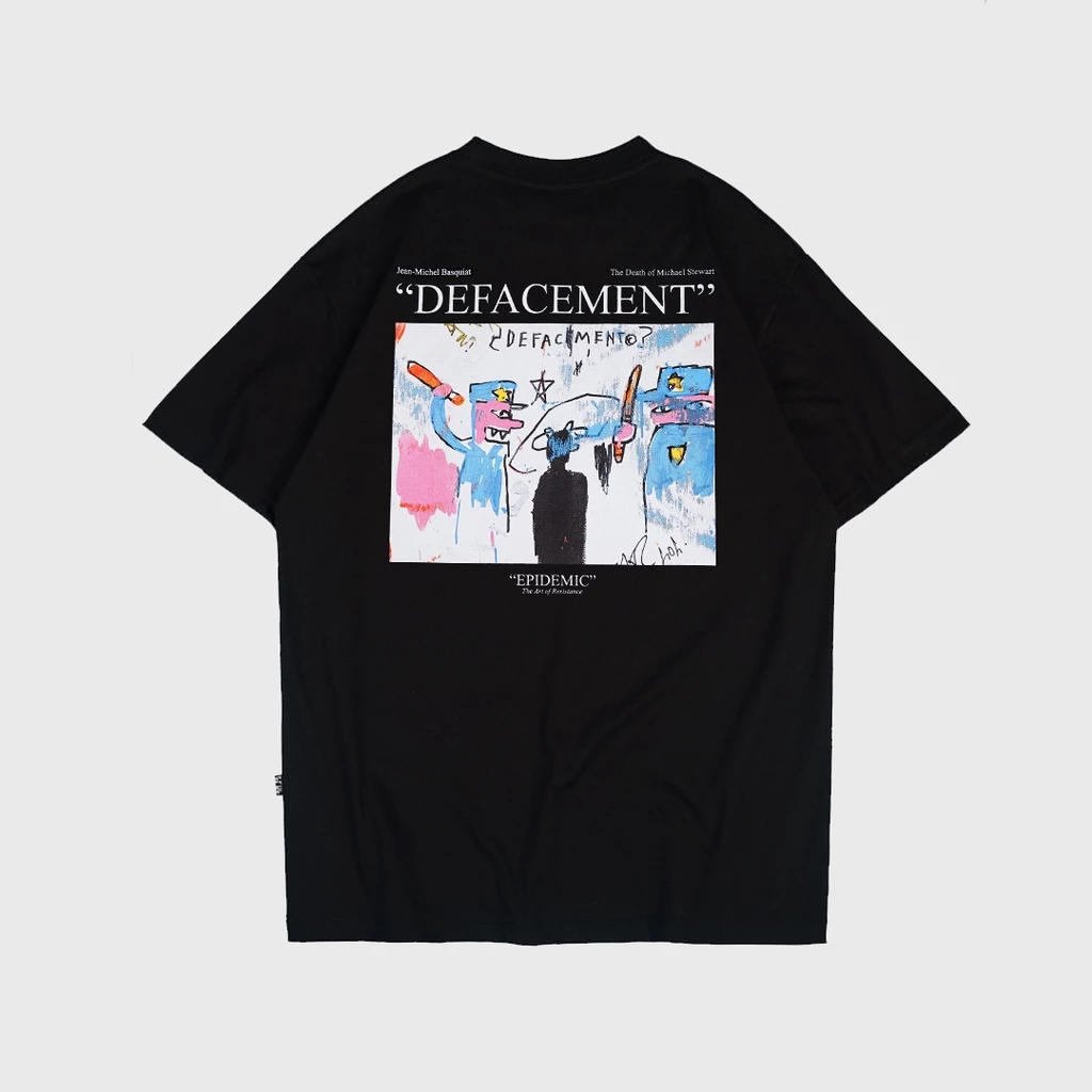 Epidemic T-Shirt Defacement Black American Cotton 20s Premium Pria Streetwear
