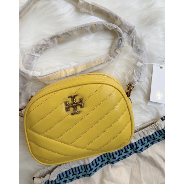 tas wanita tory burch original tb small kira chevron camera bag yellow