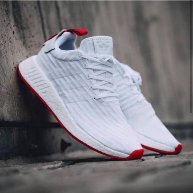 Adidas originals nmd r2 primeknit sneakers in white by3015 best sale