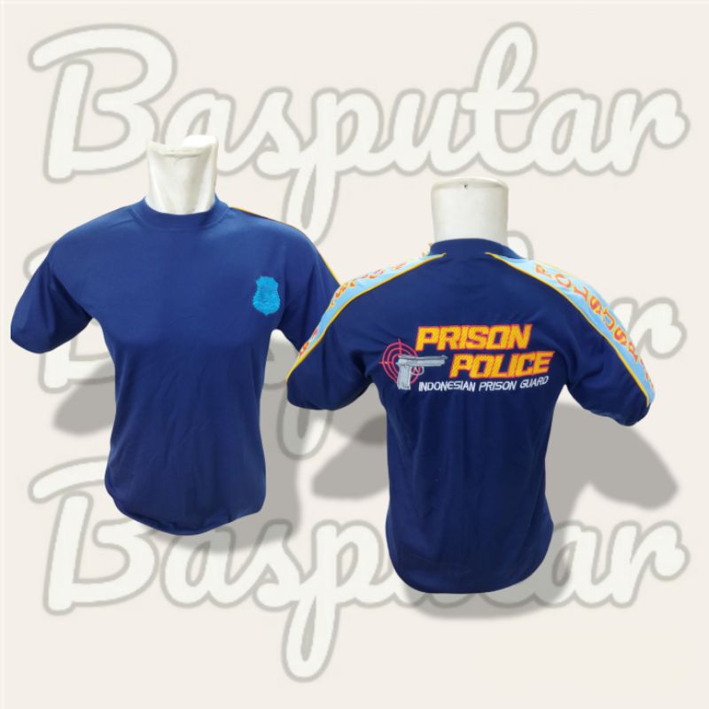 Jual Kaos Polsuspas Dalaman Warna Navy Bordir Sablon Prison Police Baru