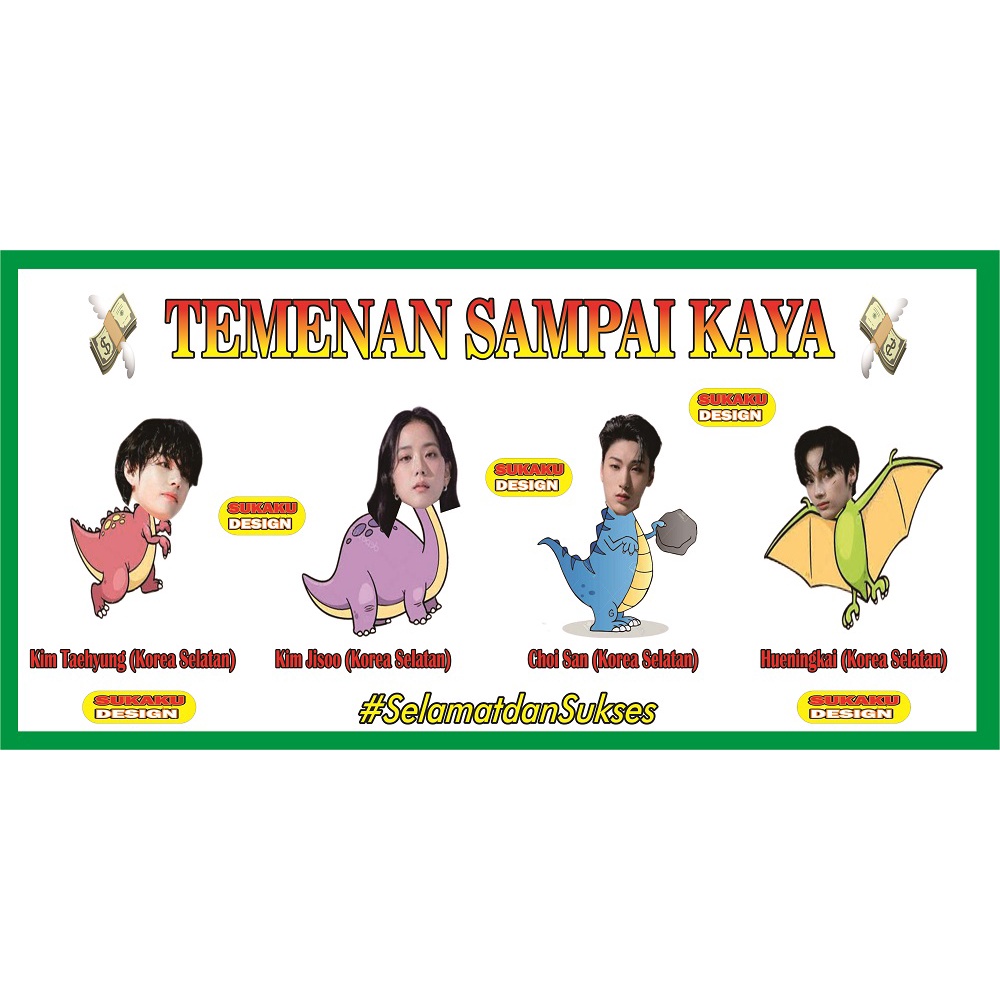 Jual banner lucu / wisuda / ulang tahun / sidang design pecel dino ...