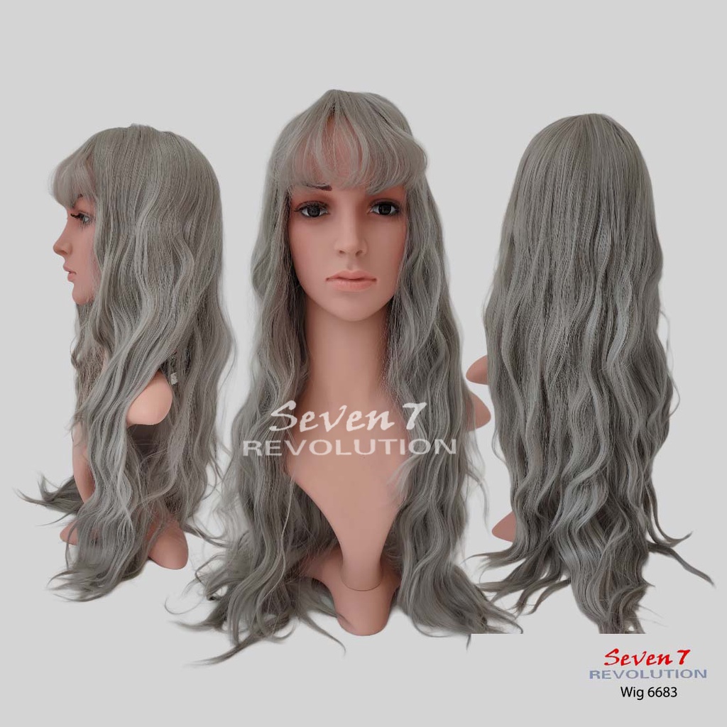 Jual Wig Rambut Palsu Panjang Mermaid Wave Poni Depan Tipis Cosplay