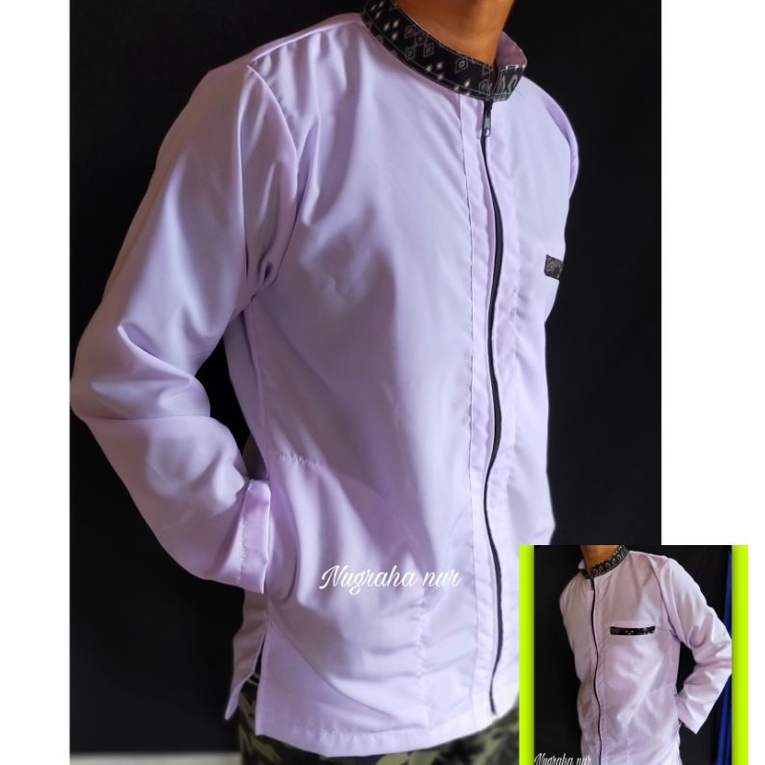 baju koko dewasa seleting lengan panjang