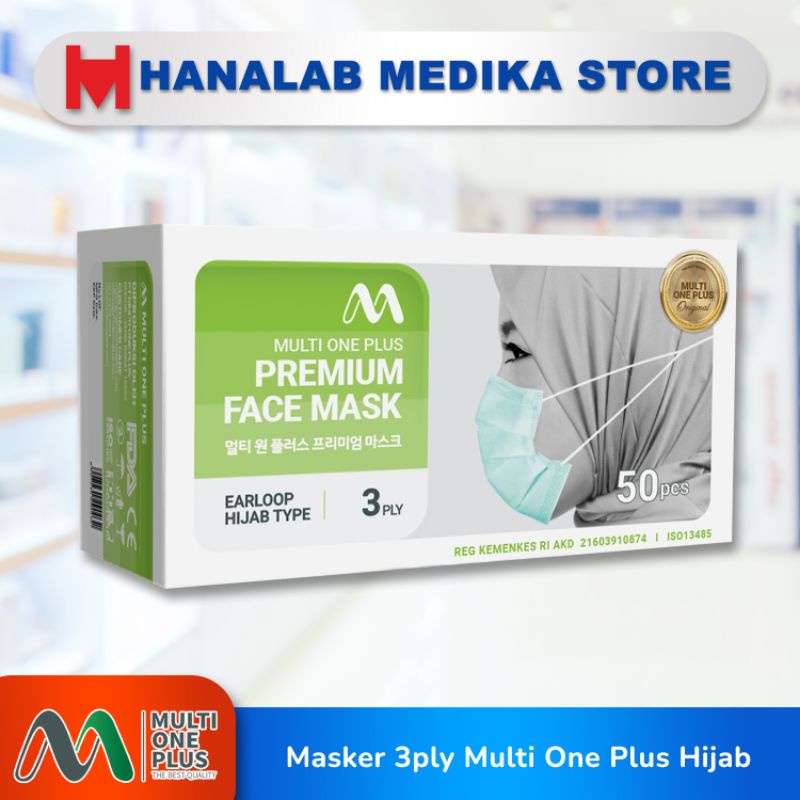 Jual Multi One Plus Masker hijab 3ply / headloop 3ply 50pcs | Shopee ...