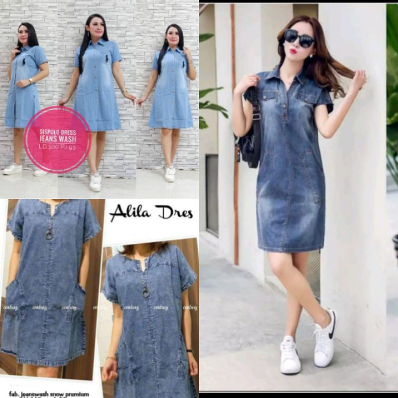 Dress denim outlet wanita