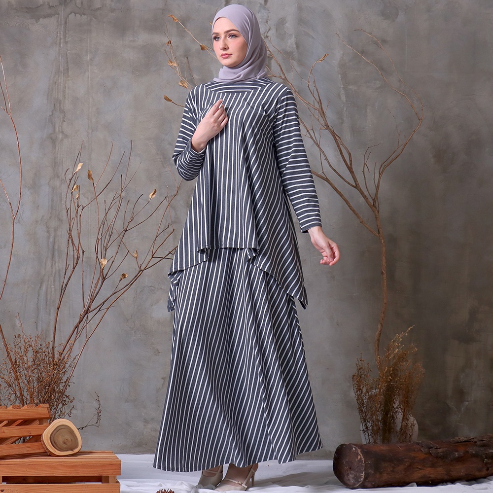 Jual Setelan Rok Salur Besar Wanita - JV Hasanah Oneset Simple Stripes ...