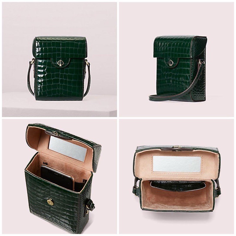 Jual kate spade cleo croc embossed deep green blitz north south small phone crossbody bag Shopee Indonesia