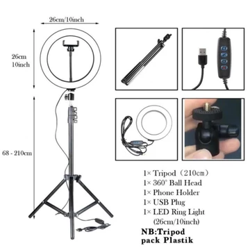 Ring Light 26cm Tripod 2.1m Ring Light 33cm Lampu Makeup Lampu Selfie Lampu Vlog