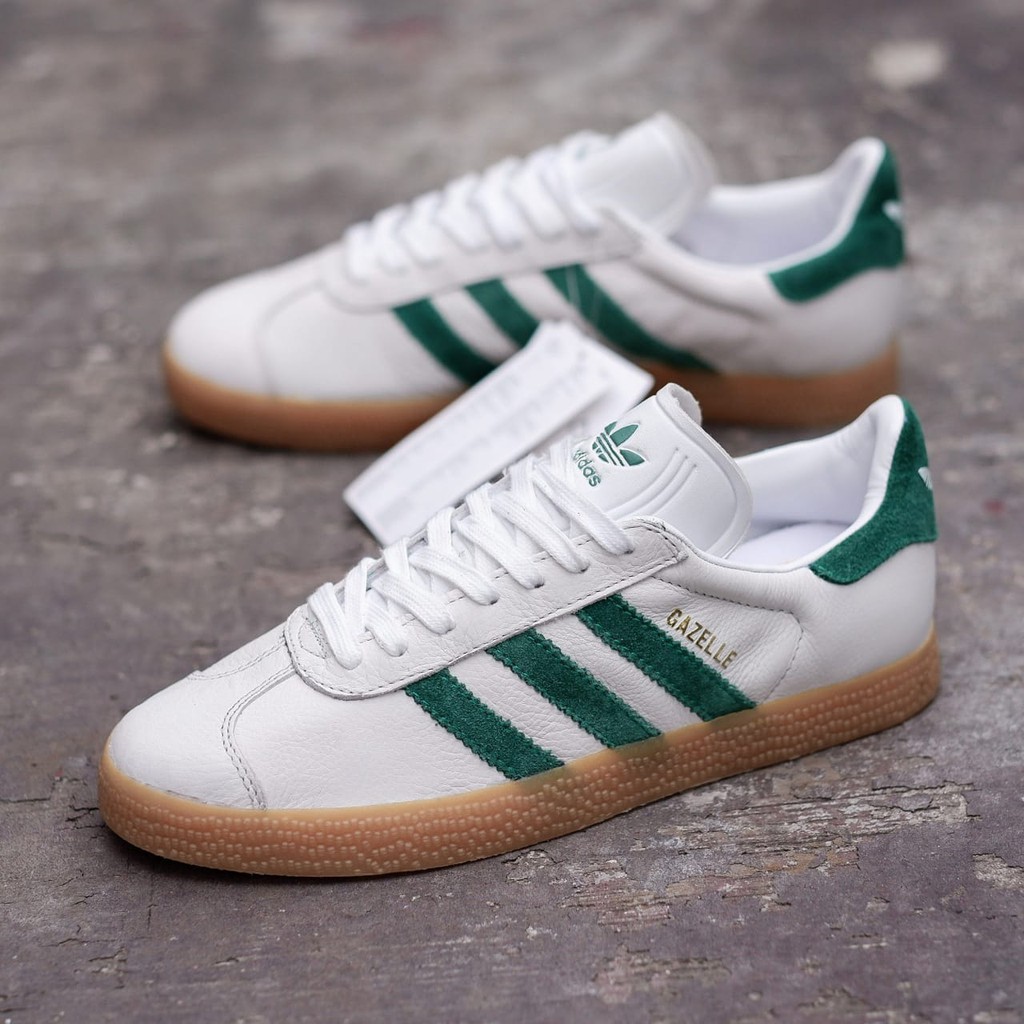 Adidas gazelle vintage white green sale