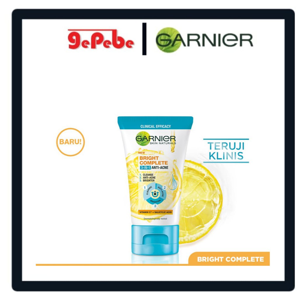 Jual Garnier Bright Complete 3in1 Anti Acne Facial Wash Shopee