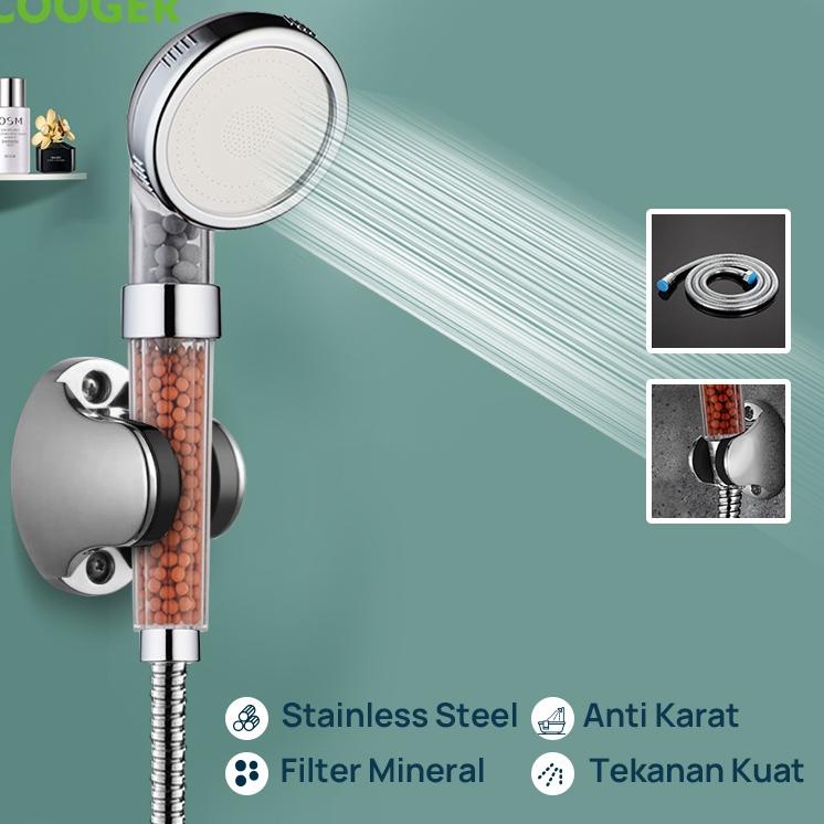 Jual L5C4 COOGER Shower Set Handshower Head Pancuran Filter Air dan Bau
