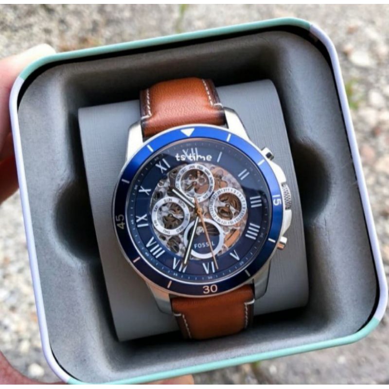 Jual Jam Tangan Pria Merek Fossil Grand Skleton ME 3140 ME3140 Kulit Original 4.4cm Shopee Indonesia