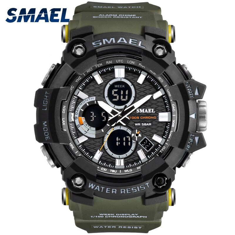 Jual Jam Tangan Pria SMAEL 1802 Analog Digital Jam Tangan