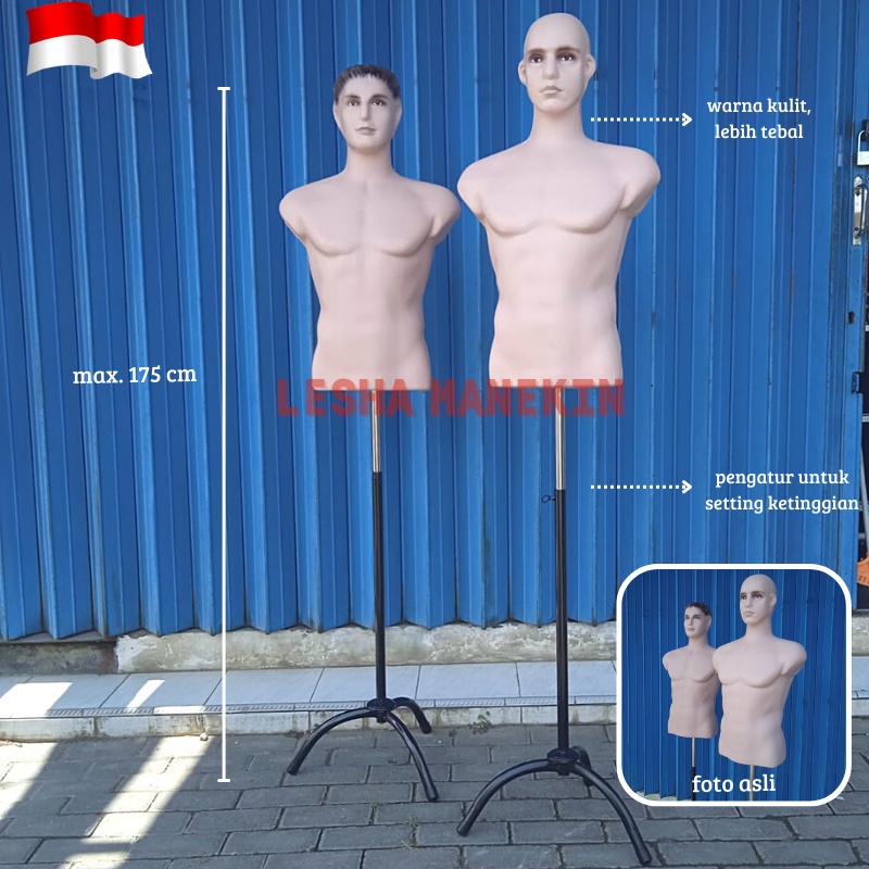 Jual Manekin Cowok Body Kekar Kepala Warna kulit Patung Baju Pria Dm