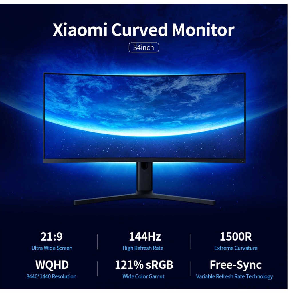 Jual ULTRA WIDE CURVED GAMING MONITOR XIAOMI 1440P 144Hz AMD 34inch