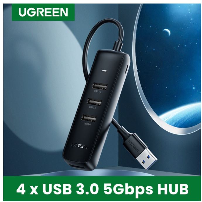 Jual Ugreen USB HUB SPLITTER USB 3.0 - 4 PORT HIGH SPEED Black | Shopee ...