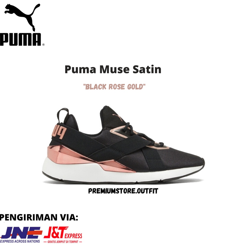 Puma muse satin black sale rose gold