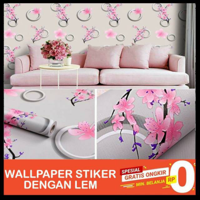 Jual Wallpaper Dinding Sakura Air Pink Wallpaper Shabby Walpaper