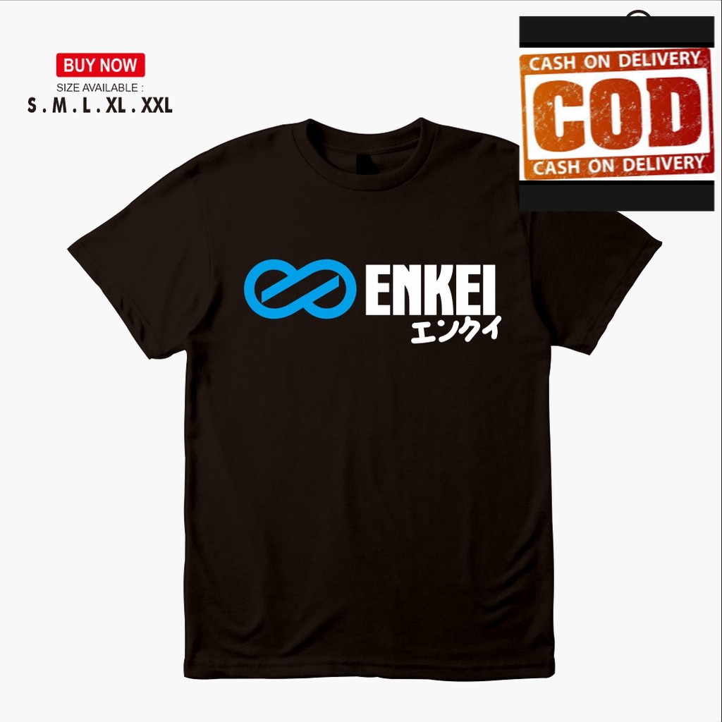 Jual (COD) KAOS Velg Enkei Wheels Logo Japanese Font otomotif TSHIRT ...