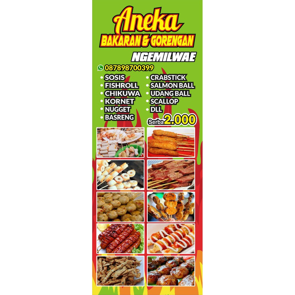 Jual Banner Jajanan Sosis Bakar Uk 160 X 60 Cm Bisa Custom Desain Shopee Indonesia 1947