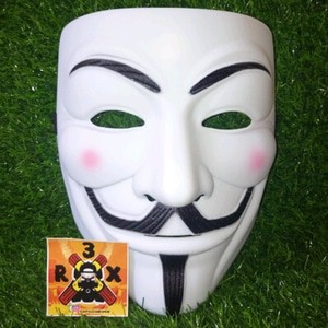 Jual Topeng Mask Anonymous Putih Doff Plastik Tebal Kuat Vendetta Guys