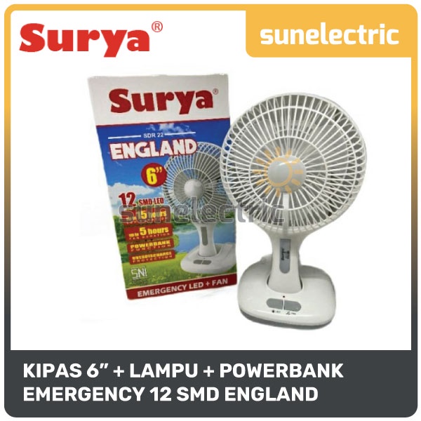 Jual Surya England Kipas Lampu Emergency Lampu Led Rechargeable Inch Fitur Powerbank