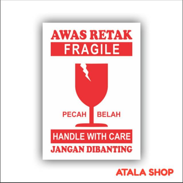 Jual Sticker Fragile Stiker Awas Barang Pecah Belah 10 X 7 Cm Waterproof Shopee Indonesia 3393