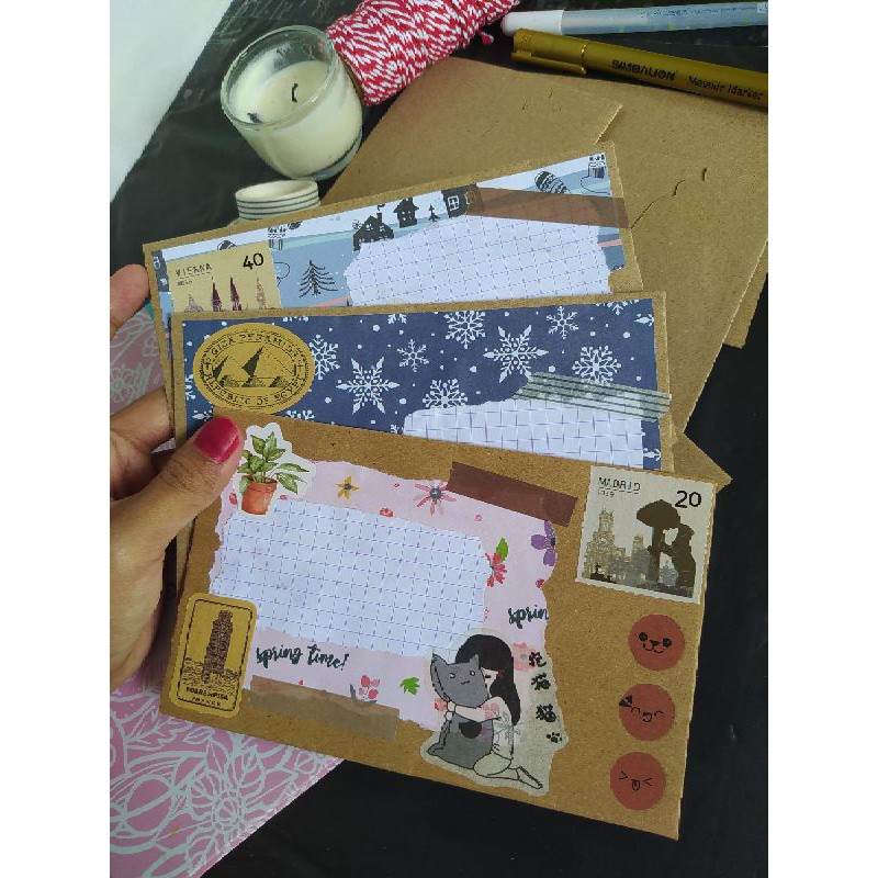 Jual [inhPaper] Amplop Vintage Coklat Aesthetic untuk Sahabat Pena