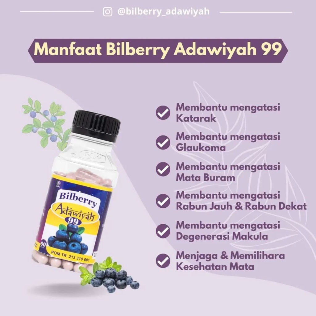 Jual Bilberry ADAWIYAH 60 Kapsul herbal mata minus plus glukoma