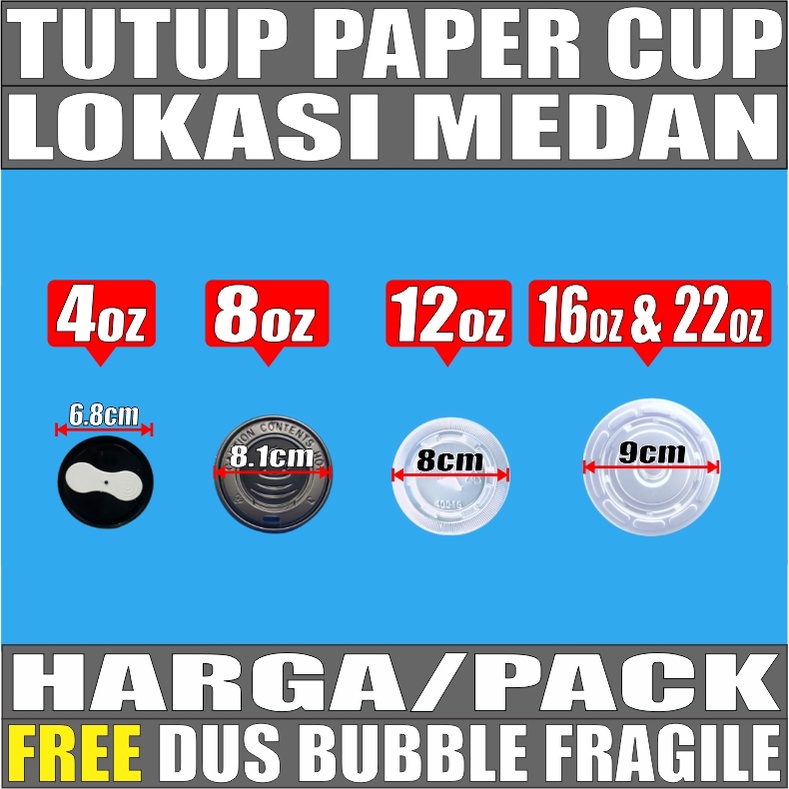 Jual Tutup Paper Cup Rapat Klop 4oz 8oz 12oz 16oz 22oz Per Pack Hanya ...