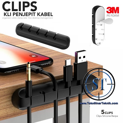 Jual Cable Organizer Silicone Flexible Clip Holder Klem Pengait Kabel ...