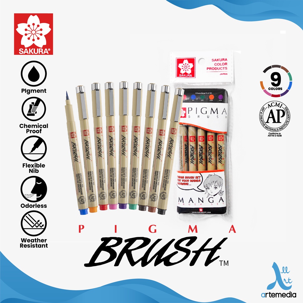 Jual Sakura Pigma Brush Pen Pigment Ink | Shopee Indonesia