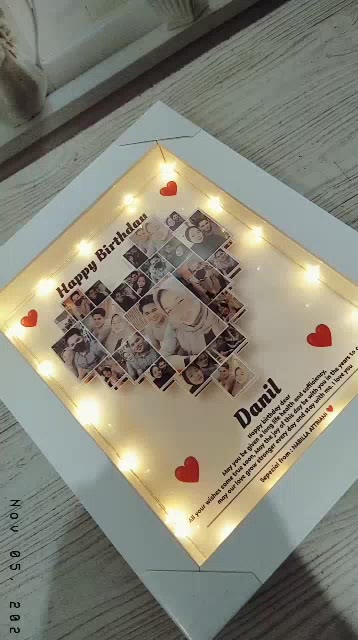 Jual 30x25cm Foto mozaik love lampu hias LED scrap box bingkai frame ...
