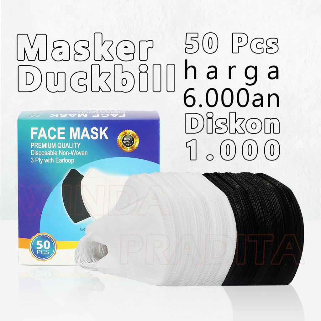 Jual Masker Duckbil Masker Duckbill 50 Pcs Warna Hitam Putih Facemask 1 ...