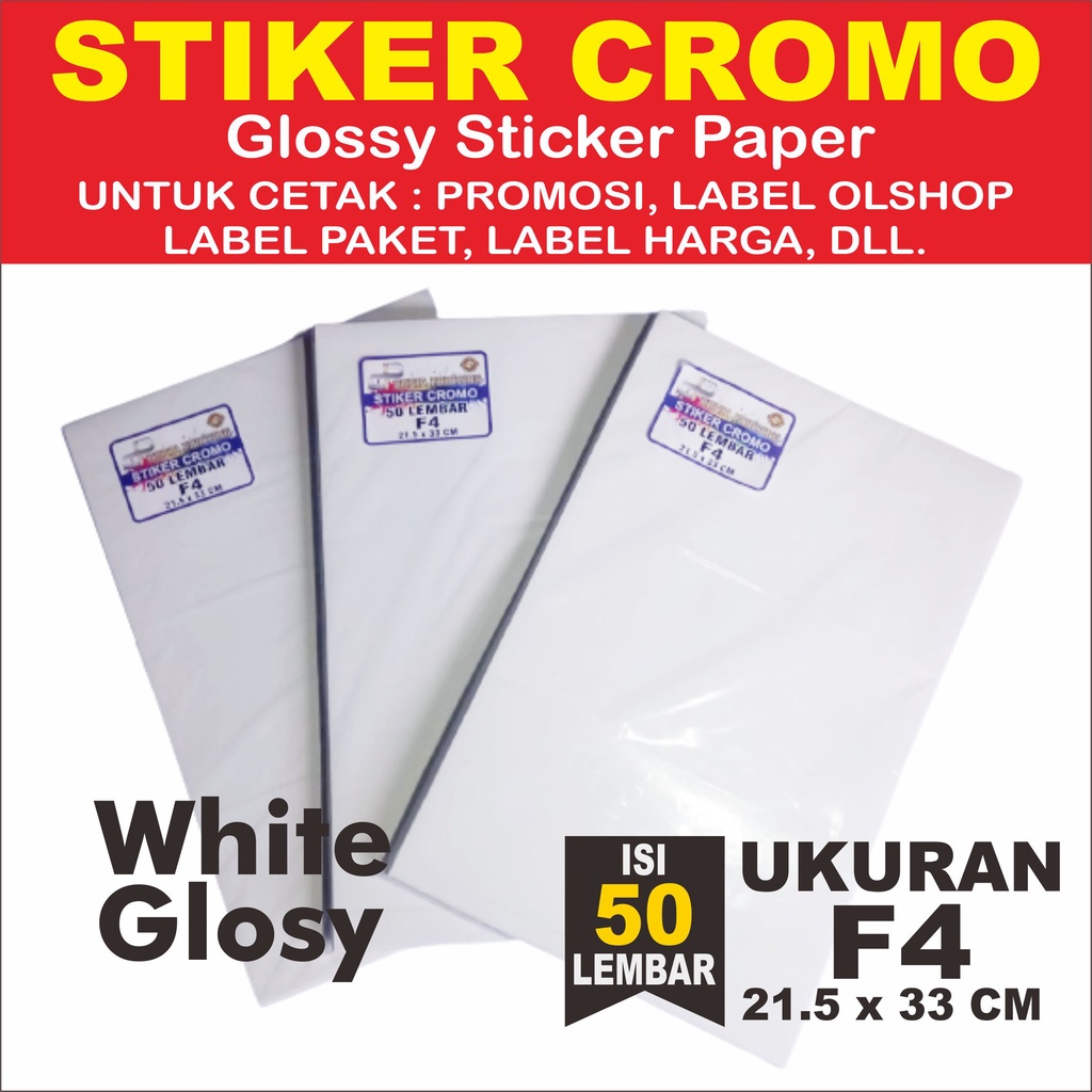 Jual Kertas Sticker Stiker Glossy Mengkilap F4 Isi 50 Lembar Stiker