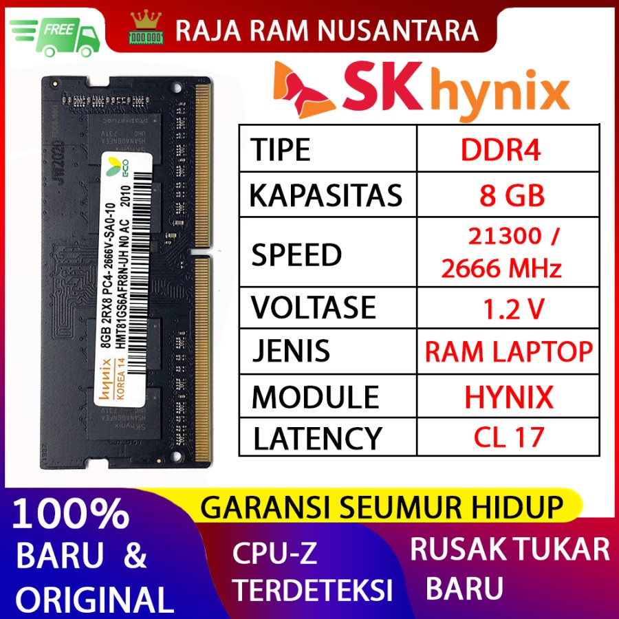 Jual RAM LAPTOP MICRON DDR4 4GB PC19200 / 2400Mhz SODIMM DDR 4 1Rx8 MEMORY  - Kota Surabaya - Data Factory