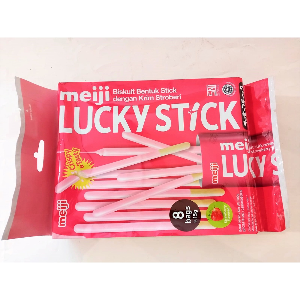 Jual MEIJI LUCKY STICK STRAWBERRY 120 GR / BISKUIT BENTUK STICK DENGAN ...
