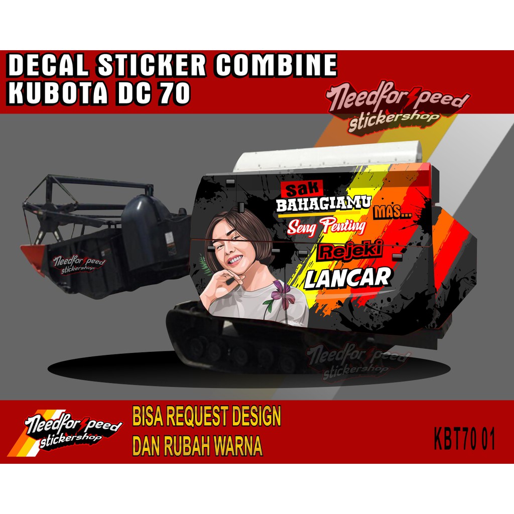 Jual STICKER DECAL KUBOTA COMBINE HARVESTER DC 70 , DC 73 , DC 93 ...