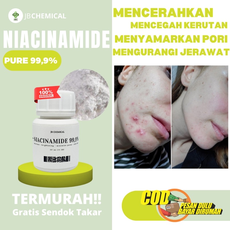 Jual NIACINAMIDE Bubuk Murni Grade A Efektif basmi jerawat Vit b3