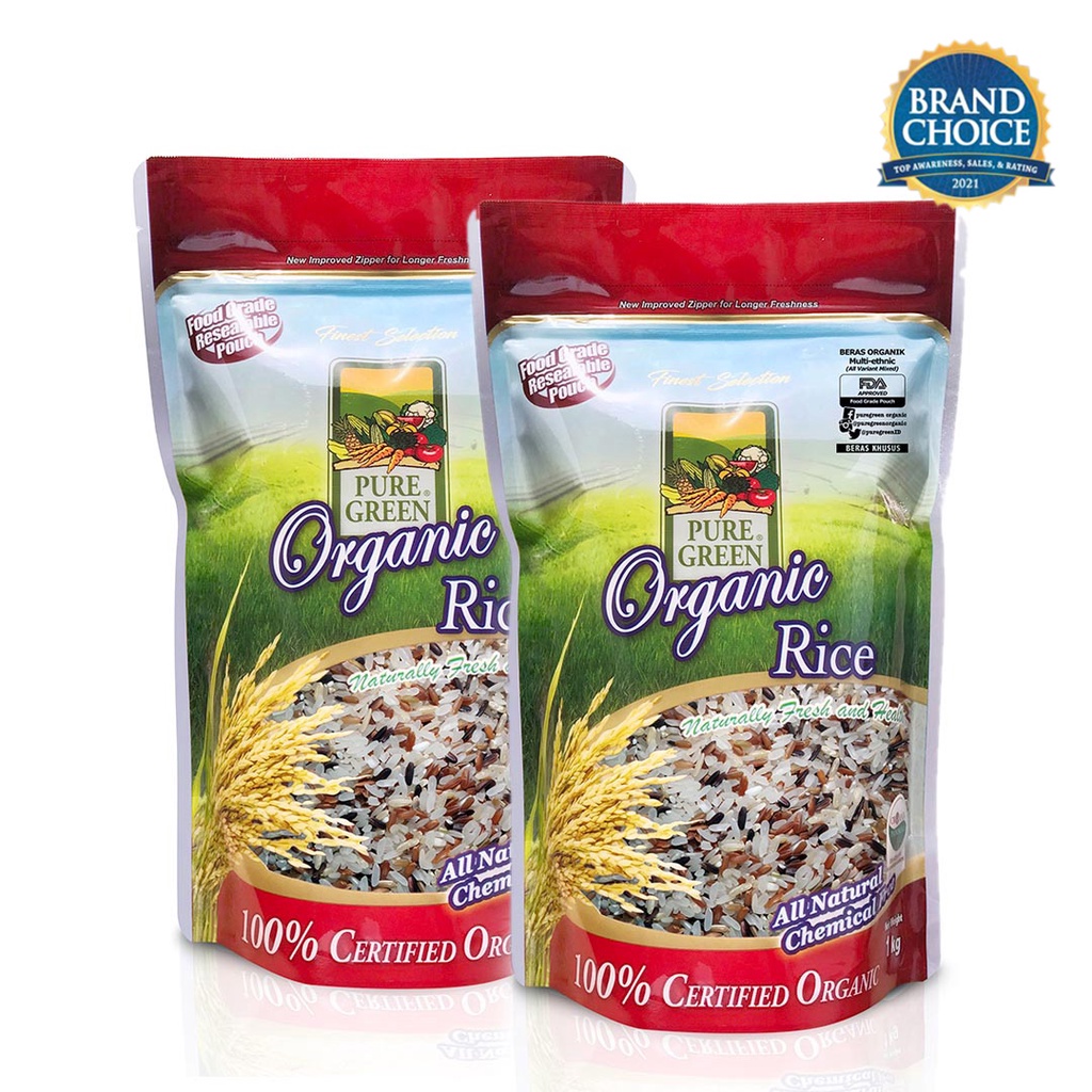 Jual PAKET 2 - PureGreen Organic Rice Beras Organik Multi Ethnic 1 kg x ...
