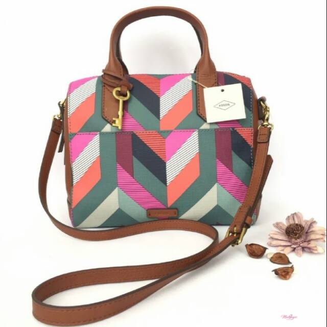 Tas Fossil Fiona Satchel Chevron