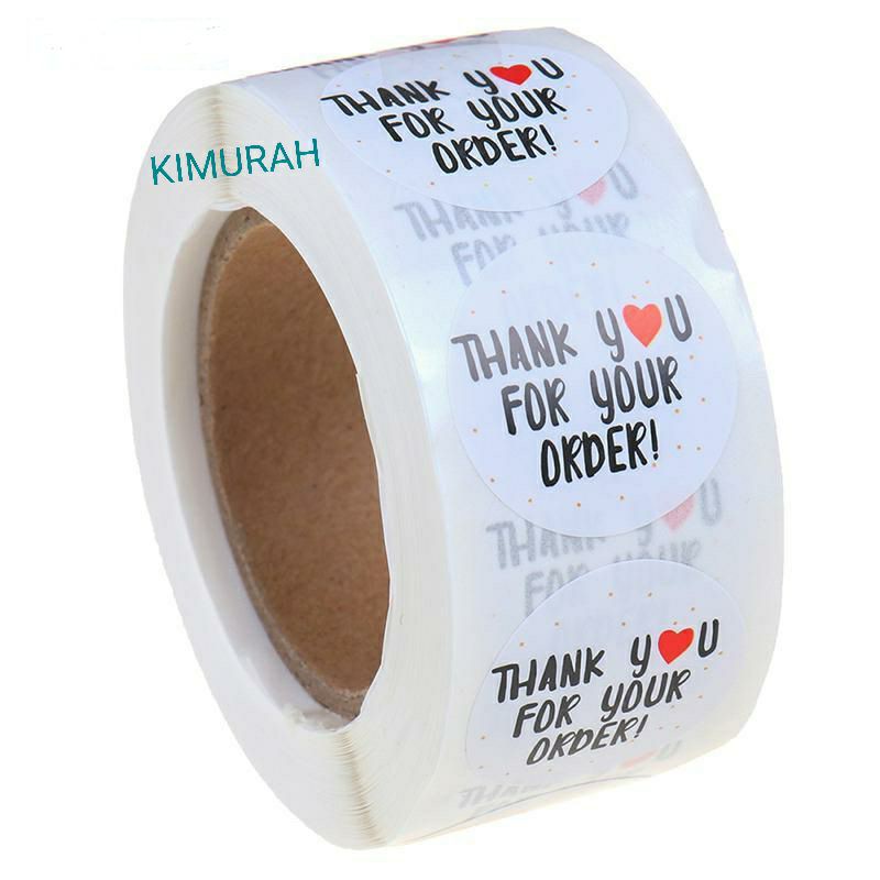 Jual STICKER 500pcs THANK YOU FOR YOUR ORDER STIKER LABEL BULAT PUTIH ...