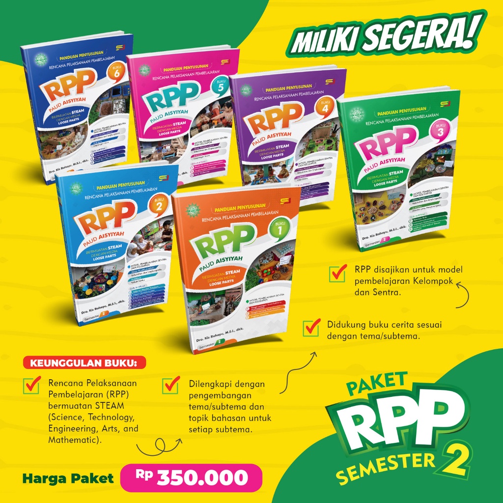 Jual Buku Paket RPP PAUD SEMESTER 2 (6 BUKU) (Bermuatan STEAM dan Losee ...