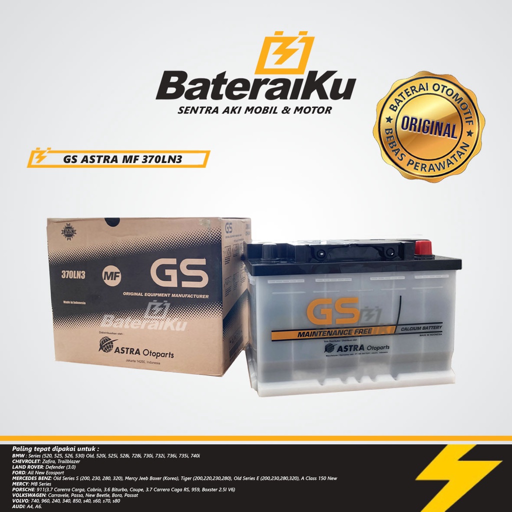 Jual Aki Gs Astra 370LN3 MF Aki Kering Aki Mobil Mercy, Bmw, Fortuner