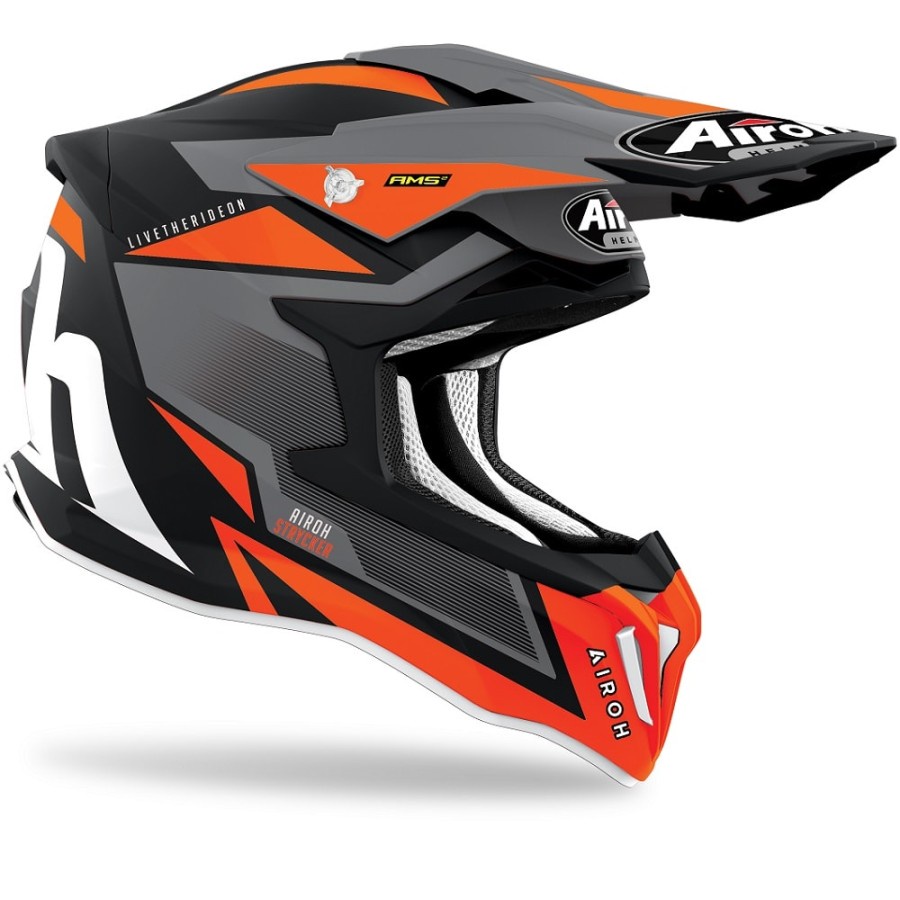 Airoh STRYCKER Offroad-Motorradhelm – Größe S, Orange Matt, ECE 22.06, Mit Carbon-Composite-Kalotte